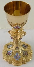 Solid silver gilt antique French Gothic Chalice.